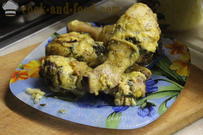 Įdaryti vištienos Drumstick orkaitėje - kaip virėjas skanus vištienos blauzdelės, žingsnis po žingsnio receptas nuotraukomis