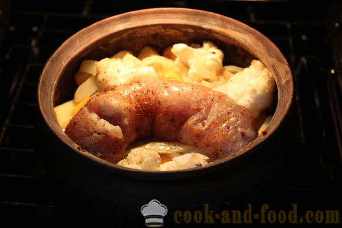 Jauni bulves į puodą su dešra ir daržovėmis - kaip virėjas kepsnys jaunų bulvių orkaitėje, žingsnis po žingsnio receptas nuotraukomis
