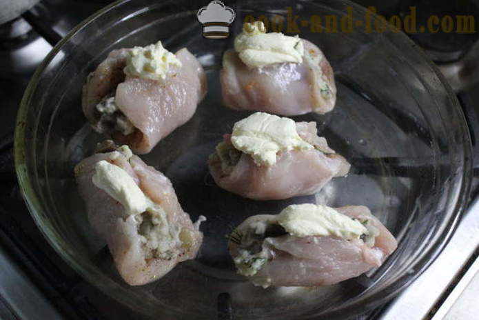 Valcuoti vištienos krūtinėlė įdaryta grybais ir bulvėmis - kaip padaryti bandeles vištienos, su po žingsnio receptas nuotraukomis žingsnio
