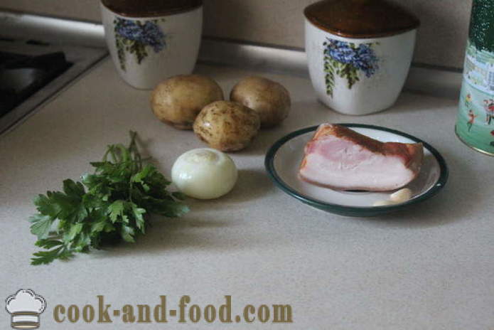 Skanus bulvės su česnakais ir šonine - kaip virėjas skanus šviežių bulvių, žingsnis po žingsnio receptas nuotraukomis