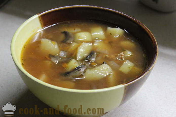 Lęšių sriuba su grybais ir pomidorų sulčių - Kaip Padaryti lęšių sriuba su pomidorais, žingsnis po žingsnio receptas nuotraukomis