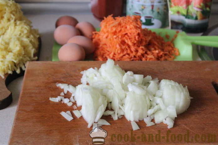 Sluoksniuotas salotos su kepenų - Kaip padaryti, kad salotos iš sluoksnių kepenų, žingsnis po žingsnio receptas nuotraukomis