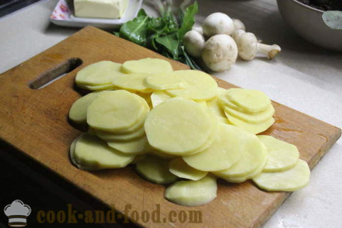Puodai žaliavų bulvių su grybais ir rūgštynės - kaip padaryti bulvių troškinys su grybais, žingsnis po žingsnio receptas nuotraukomis