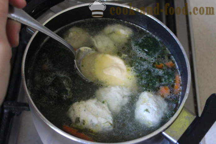 Špinatai sriuba su grietinėle ir koldūnai - kaip virėjas sriuba su špinatais sušaldyti, žingsnis po žingsnio receptas nuotraukomis