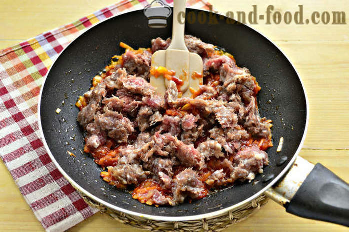 Skanus grikių košė su mėsos ant keptuvėje - kaip virėjas grikių košė su mėsa, žingsnis po žingsnio receptas nuotraukomis