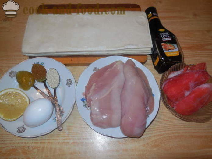 Vištienos sluoksniuotoje tešloje orkaitėje vėrinukai - kaip virėjas vištienos vėrinukai, žingsnis po žingsnio receptas nuotraukomis