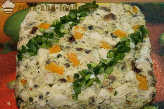 Terrine vištienos su daržovėmis - kaip virėjas vištienos Terrine orkaitėje, su žingsnis po žingsnio receptas nuotraukomis
