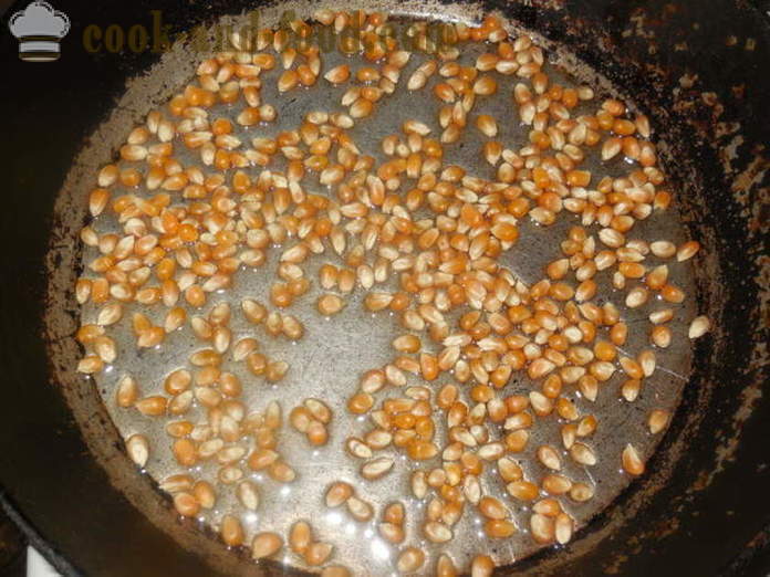 Sūrus ir saldus pūsti keptuvėje - kaip padaryti, kad kukurūzų namuose tinkamai, žingsnis po žingsnio receptas nuotraukomis