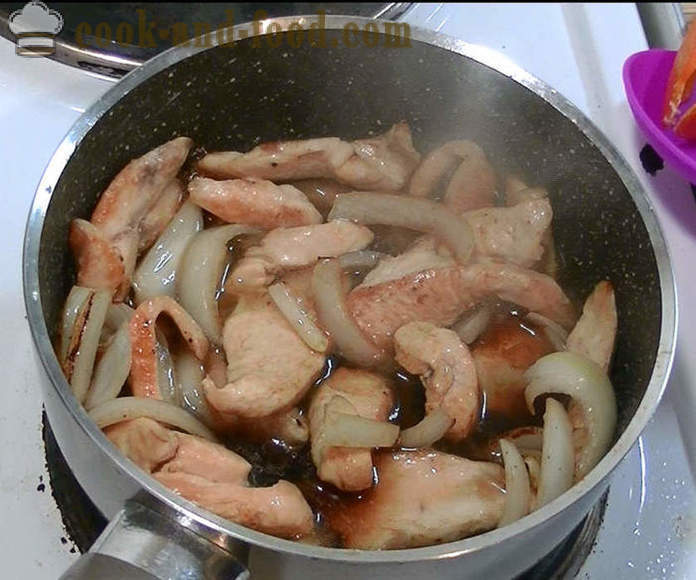 Vištienos krūtinėlė Kinijos sojos padažu - kaip virėjas vištienos Kinijos padažu, žingsnis po žingsnio receptas nuotraukomis