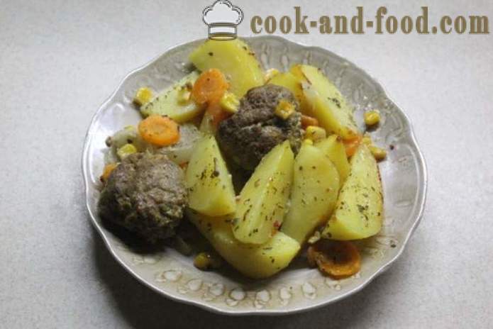 Mėsos kukuliai keptos orkaitėje su bulvėmis ir daržovėmis - kaip virėjas kukuliai orkaitėje, su po žingsnio receptas nuotraukomis žingsnio