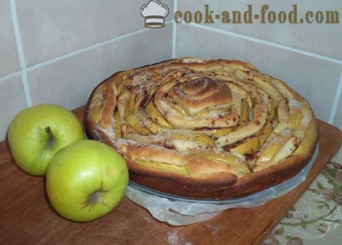 Mielės obuolių pyragas Rose - kaip virti obuolių pyragas su tešlos rožių forma, žingsnis po žingsnio receptas nuotraukomis