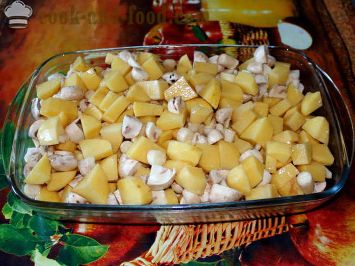 Bulvės su grybais kepti orkaitėje - kaip keptos bulvės su grybais, žingsnis po žingsnio receptas nuotraukomis