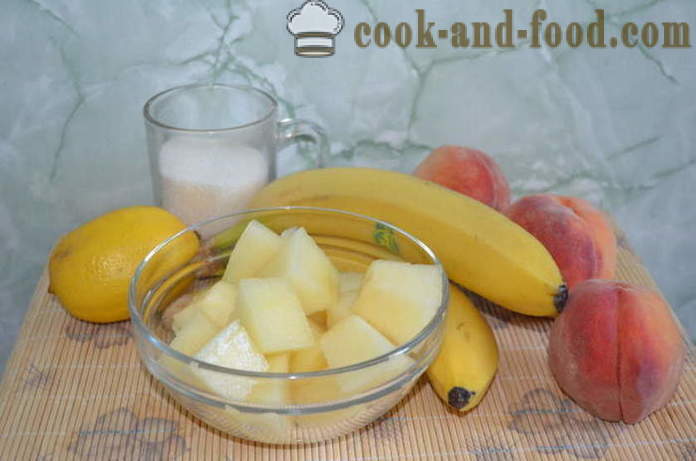 Ledai šerbetas melionas, persikas ir bananų - kaip padaryti namuose šerbetas, žingsnis po žingsnio receptas nuotraukomis
