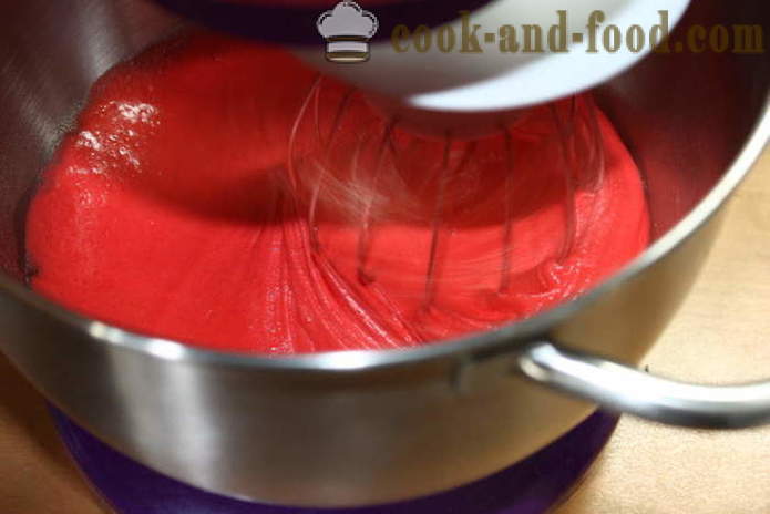 Raudona ir balta keksiukai - kaip padaryti, kad raudonųjų keksiukus namuose, žingsnis po žingsnio receptas nuotraukomis