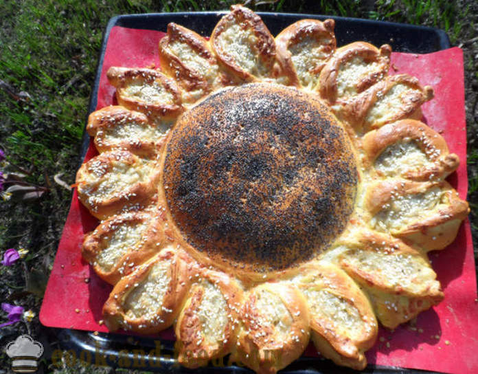 Mėsos užkandžių tortas Saulėgrąžų - kaip padaryti, kad mielių pyragas, saulėgrąžų, žingsnis po žingsnio receptas nuotraukomis