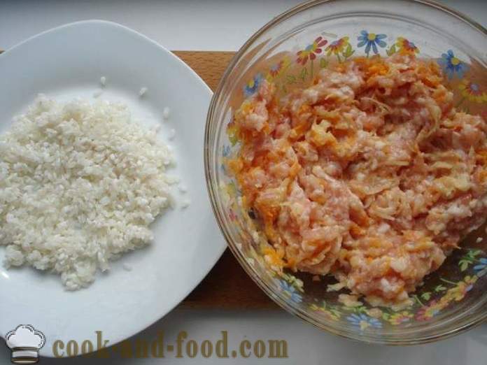 Dietiniai kukuliai pora - kaip virėjas kukuliai su ryžiais ir mėsos faršo multivarka, žingsnis po žingsnio receptas nuotraukomis