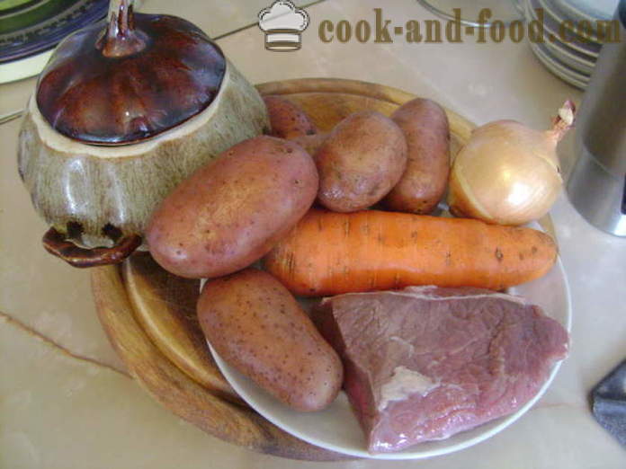 Puodo kepsnys su mėsa ir bulvėmis orkaitėje - kaip virti bulves į puodą su mėsa, žingsnis po žingsnio receptas nuotraukomis