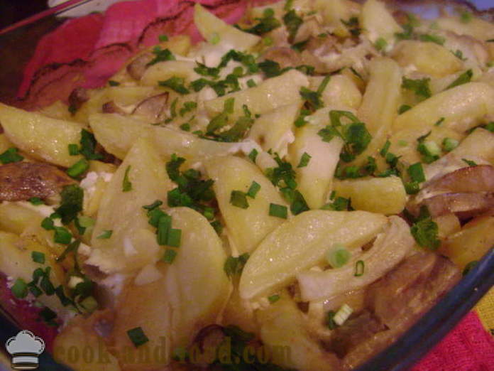 Bulvės keptos orkaitėje su grybais ir grietine - Kaip skanu keptos bulves orkaitėje, su po žingsnio receptas nuotraukomis žingsnio