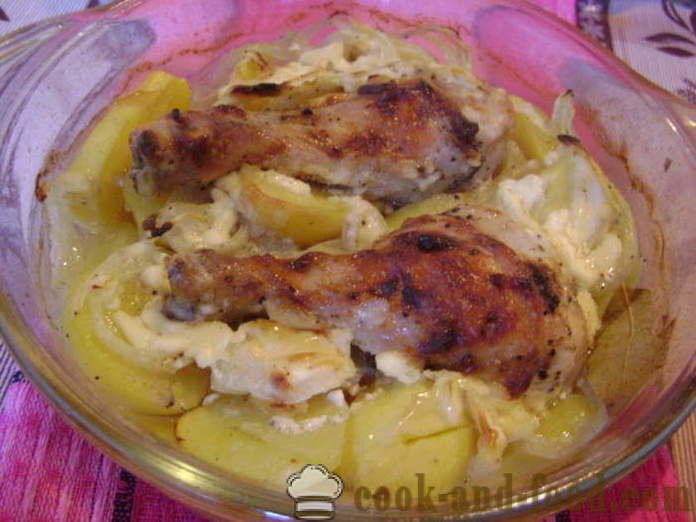 Vištienos blauzdelės su bulvėmis orkaitėje - kaip virėjas skanus vištienos Koją su bulvėmis, žingsnis po žingsnio receptas nuotraukomis