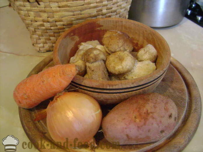 Skanus grybų sriuba iš šaldytų baltų grybų - kaip virėjas sriuba iš šaldytų baltų grybų, žingsnis po žingsnio receptas nuotraukomis