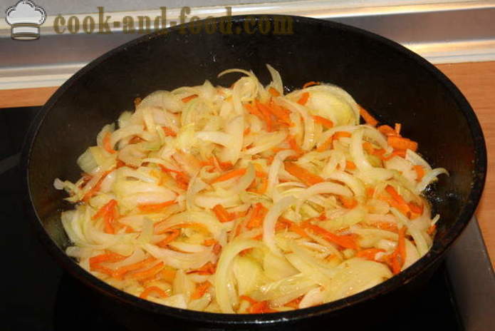 Skanus garnyrą ryžių su morkomis, svogūnais ir česnaku - kaip virėjas skanus garnyras ryžiai, žingsnis po žingsnio receptas nuotraukomis