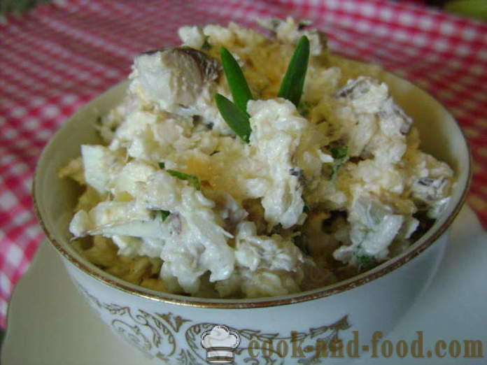 Paprasta žuvies salotos su ryžiais ir kiaušiniu - kaip virėjas žuvies salotos su ryžiais, žingsnis po žingsnio receptas nuotraukomis