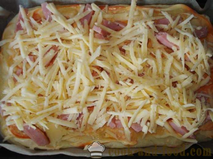 Naminė pica su dešra ir sūriu orkaitėje - kaip padaryti picos namuose, žingsnis po žingsnio receptas nuotraukomis
