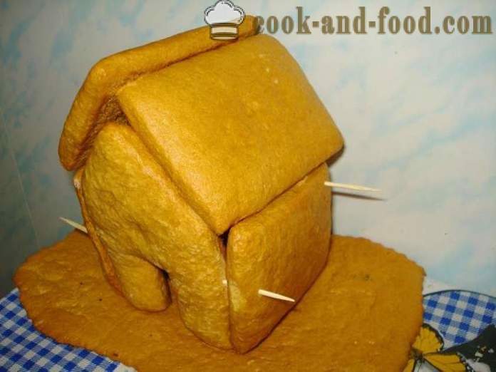 Meduoliai su imbiero priedais namas meduolių tešlos su savo rankas - kaip padaryti Gingerbread House namuose, žingsnis po žingsnio receptas nuotraukomis