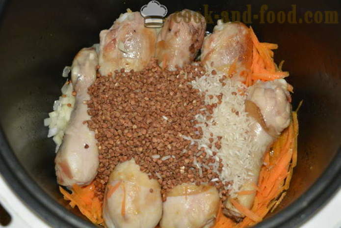 Grikių su ryžiais ir mėsos multivarka - kaip užvirinti ryžiai su grikių multivarka, žingsnis po žingsnio receptas nuotraukomis