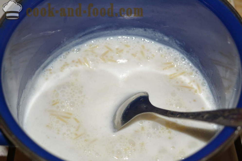 Pieno vermišeliai dėl vaikų - Kaip užvirinti pieno makaronai keptuvėje, žingsnis po žingsnio receptas nuotraukomis