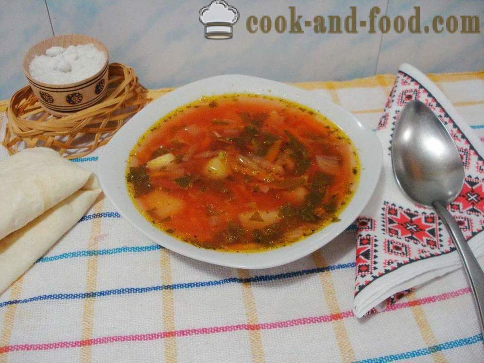 Daržovių sriuba su rūgštynės - kaip virėjas sriuba su rūgštynės, žingsnis po žingsnio receptas nuotraukomis