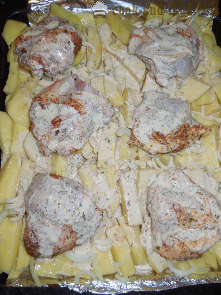 Vištienos šlaunis su bulvėmis orkaitėje - kaip virėjas skanus vištienos šlaunelės su bulvėmis, žingsnis po žingsnio receptas nuotraukomis