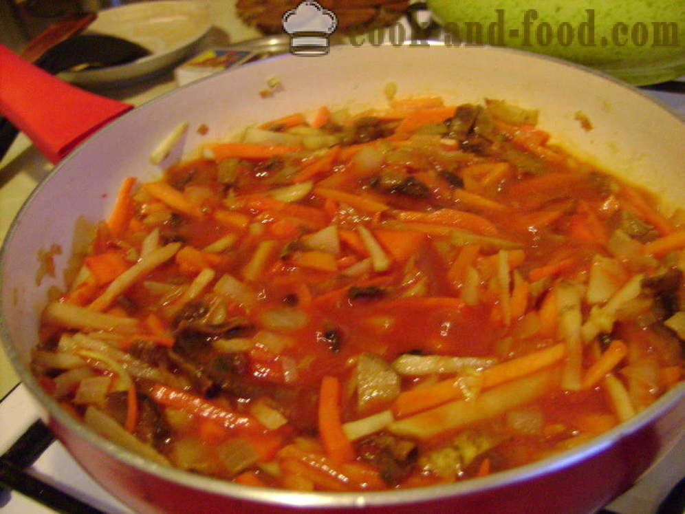 Daržovių sriuba su grybais ir pupelėmis - kaip virėjas sriuba su grybais, žingsnis po žingsnio receptas nuotraukomis