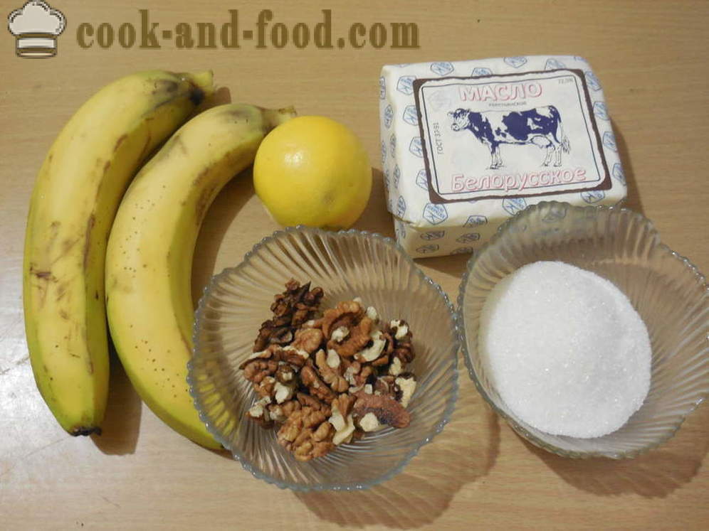 Bananai kepamas orkaitėje su riešutais ir cukraus - kaip iškeptų bananų desertas orkaitėje, žingsnis po žingsnio receptas nuotraukų