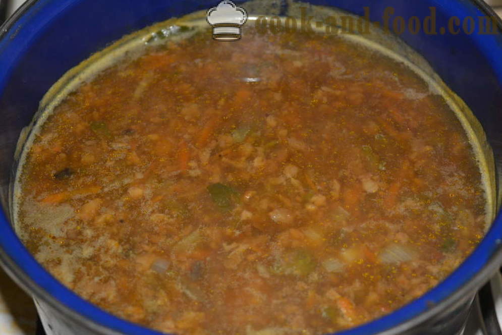 Naminis marinatas su grybais ir agurkais - kaip virėjas be mėsos ir marinatas miežių, žingsnis po žingsnio receptas nuotraukomis
