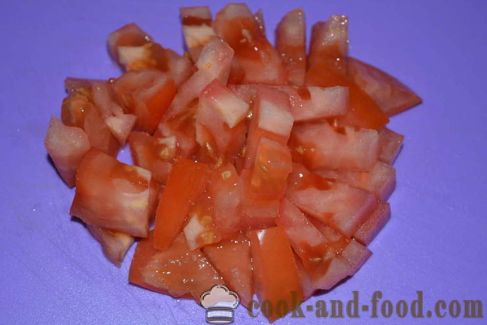 Paprasta salotos iš šviežių agurkų ir pomidorų su kiaušiniu ir poro - kaip virėjas daržovių salotos su majonezu, žingsnis po žingsnio receptas nuotraukomis