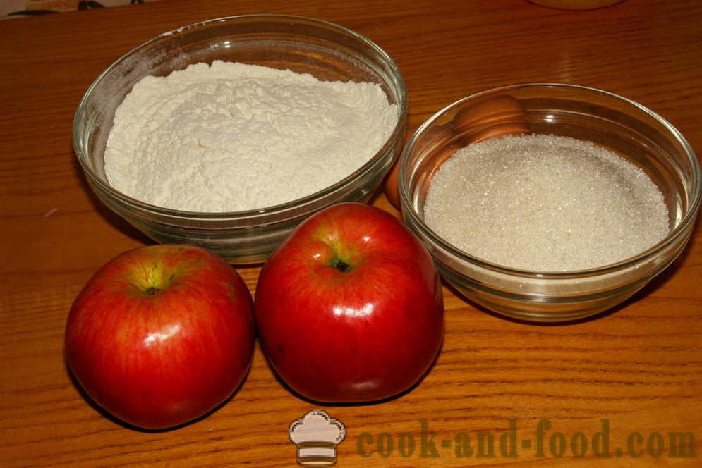 Kempinė pyragas su obuoliais orkaitėje - Kaip virėjas biskvitui su obuoliais, žingsnis po žingsnio receptas nuotraukomis