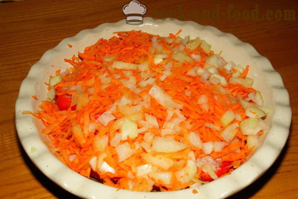 Dietiniai įdarytos paprikos keptos orkaitėje - kaip virėjas įdaryti pipirai su mėsa ir ryžiais, su po žingsnio receptas nuotraukomis žingsnio