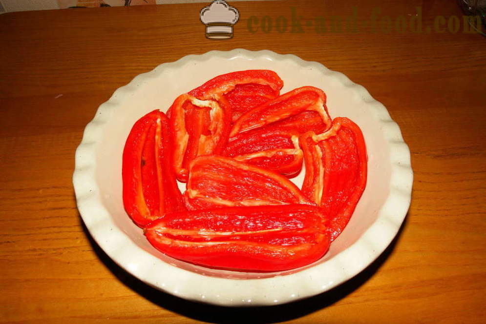 Dietiniai įdarytos paprikos keptos orkaitėje - kaip virėjas įdaryti pipirai su mėsa ir ryžiais, su po žingsnio receptas nuotraukomis žingsnio