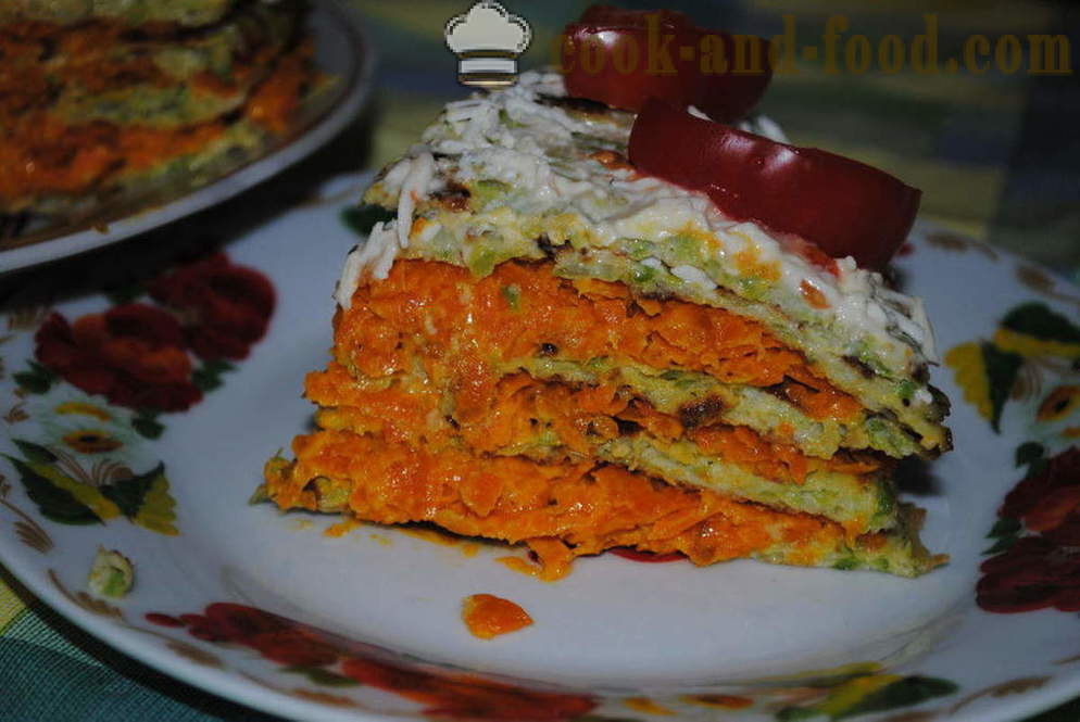 Daržovių tortas cukinijos įdarytos su morkų, moliūgai, kaip virėjas tortas, žingsnis po žingsnio receptas nuotraukomis