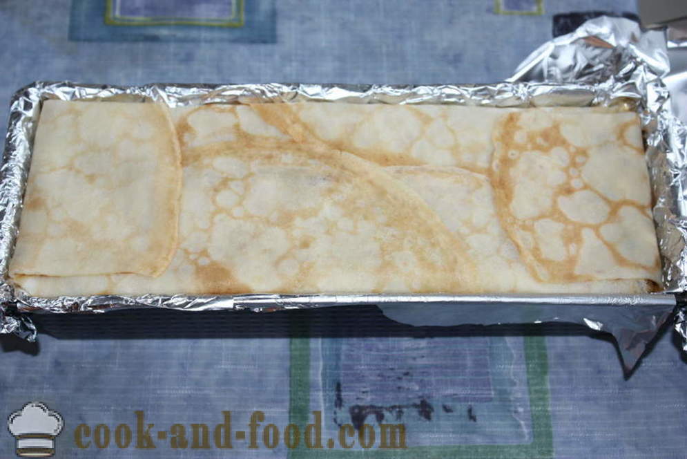 Blynų pyragas su grybais, sūriu ir daržovėmis orkaitėje - žingsnis po žingsnio, kaip virėjas blynų pyragas receptas su nuotrauka