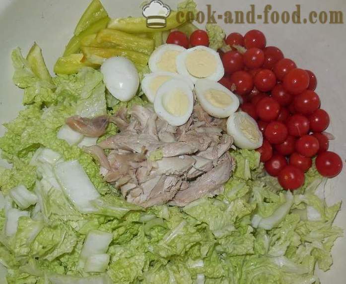 Salotos su putpelės kiaušinius - žingsnis po žingsnio, kaip paruošti putpelės kiaušinių salotos, receptas su nuotrauka