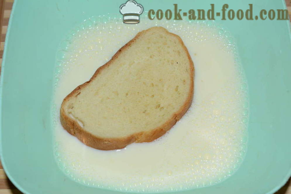 Saldūs kepalas skrudinta duona su kiaušiniu ir pieno keptuvėje - Kaip Padaryti skrudinta duona kepalas keptuvėje, žingsnis po žingsnio receptas nuotraukomis
