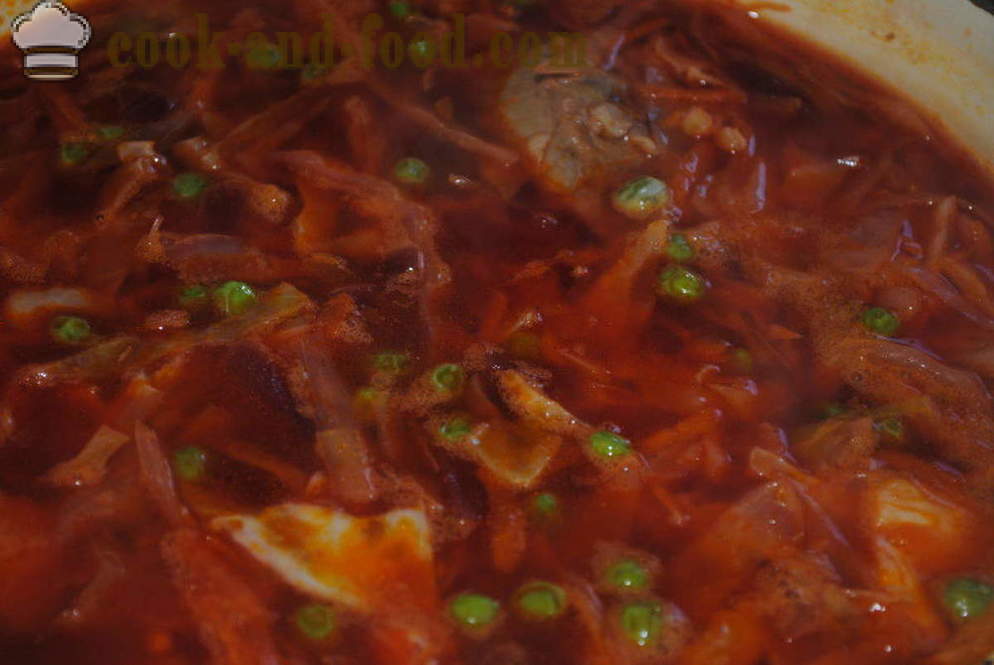 Barščiai su burokėliais, kopūstais ir mėsa - kaip virėjas sriuba su burokėliais, su po žingsnio receptas nuotraukomis žingsnio