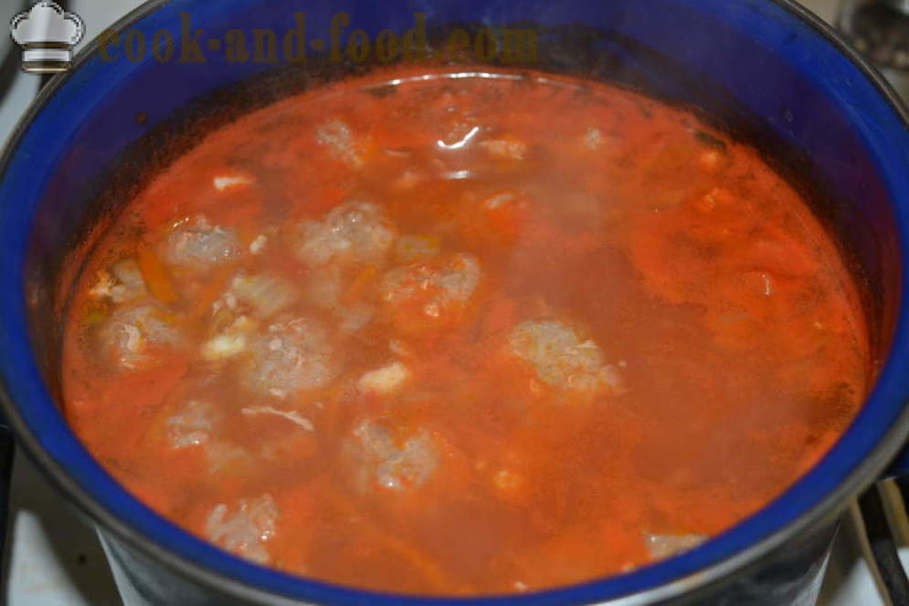 Pomidorų sriuba su frikadelėmis - kaip virėjas pomidorų sriuba su kukuliai, su po žingsnio receptas nuotraukomis žingsnio