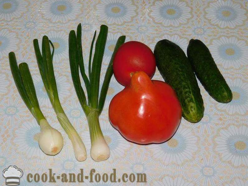 Valstiečių salotos su sūriu, agurkais ir pomidorais pietums ar vakarienei - Kaip pasiruošti daržovių salotos su sūriu, receptas su nuotrauka