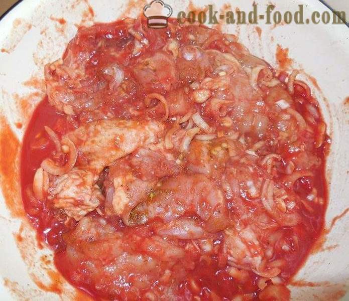 Barbekiu vištiena ant grotelių - skanus ir sultingi vėrinukai vištienos pomidorų padaže - žingsnis po žingsnio receptas nuotraukomis