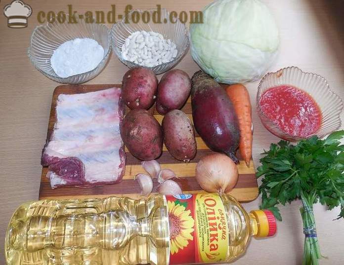 Klasikinis Ukrainiečių barščiai su burokėliais, pupelių ir mėsos - žingsnis po žingsnio receptai su nuotraukomis, kaip virėjas sriuba multivarka.