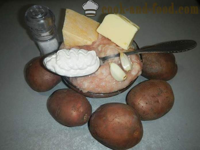 Keptos bulvės su malta mėsa ir sūriu - kaip kepti bulves orkaitėje, receptų žingsnis po žingsnio su nuotraukomis.