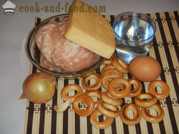 Riestainiai su malta mėsa orkaitėje arba nevirti, įdaryti džiovinimo - Lengvas užkandis receptas, kaip virėjas, receptą su nuotrauka.